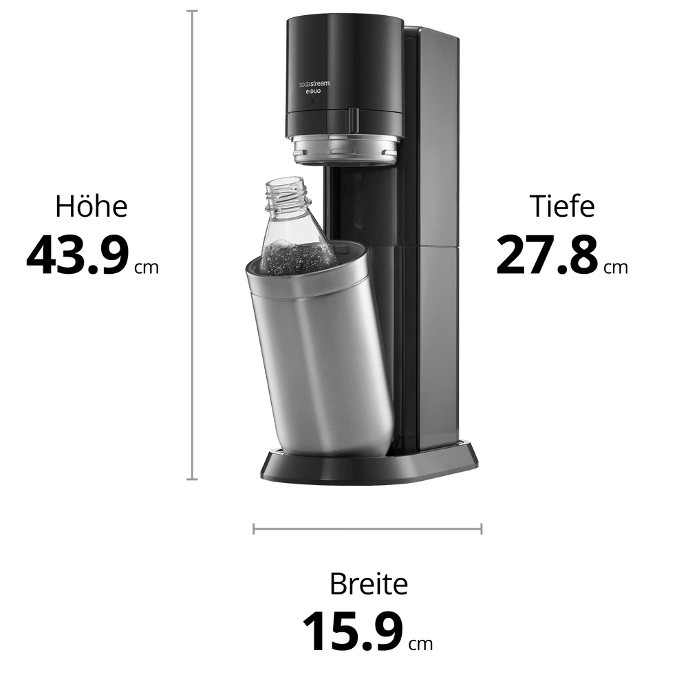 SodaStream E-DUO Sprudelwasser Maschine Größe und Abmessungen