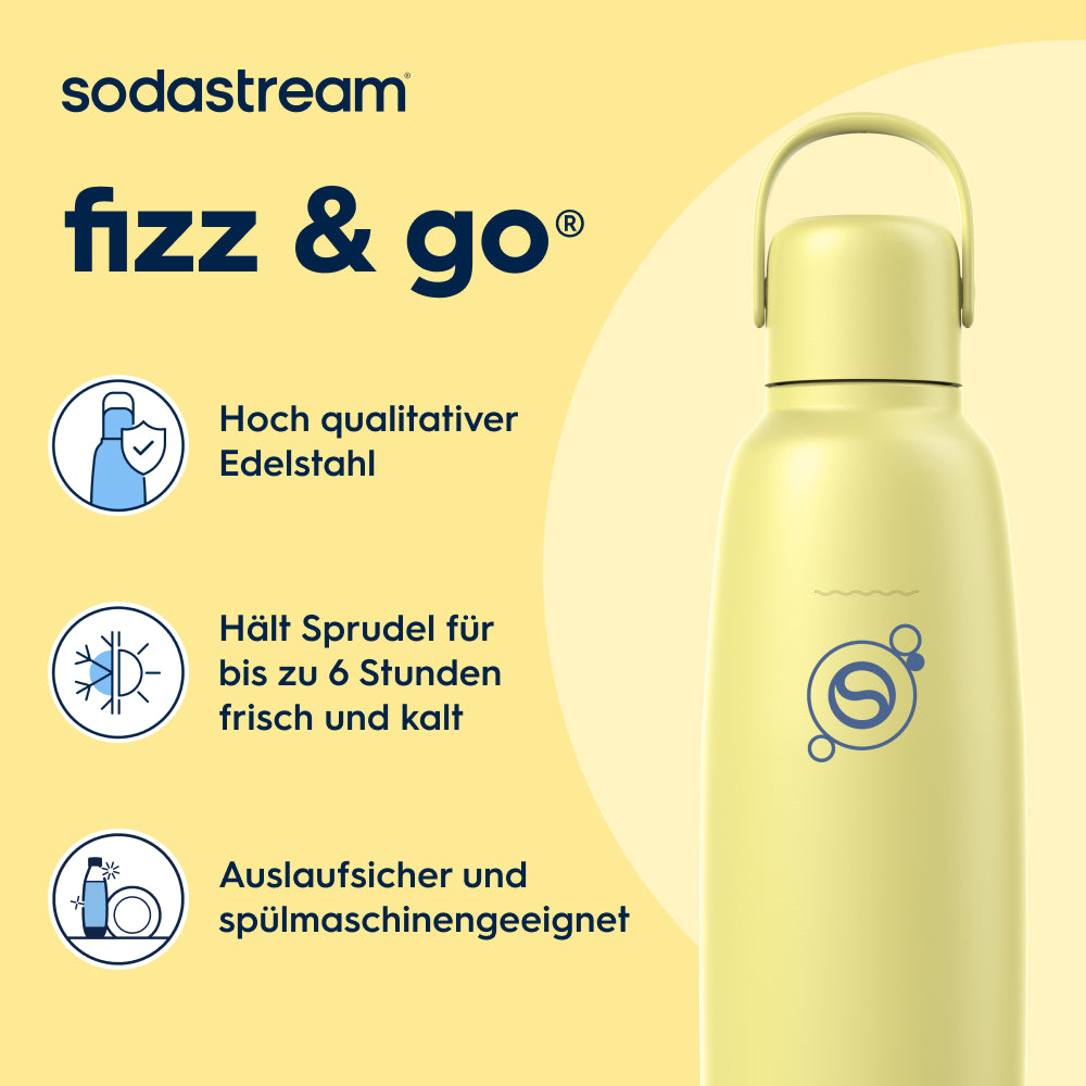 0.9 l Bouteille en acier inoxydable fizz&go Cool lemon