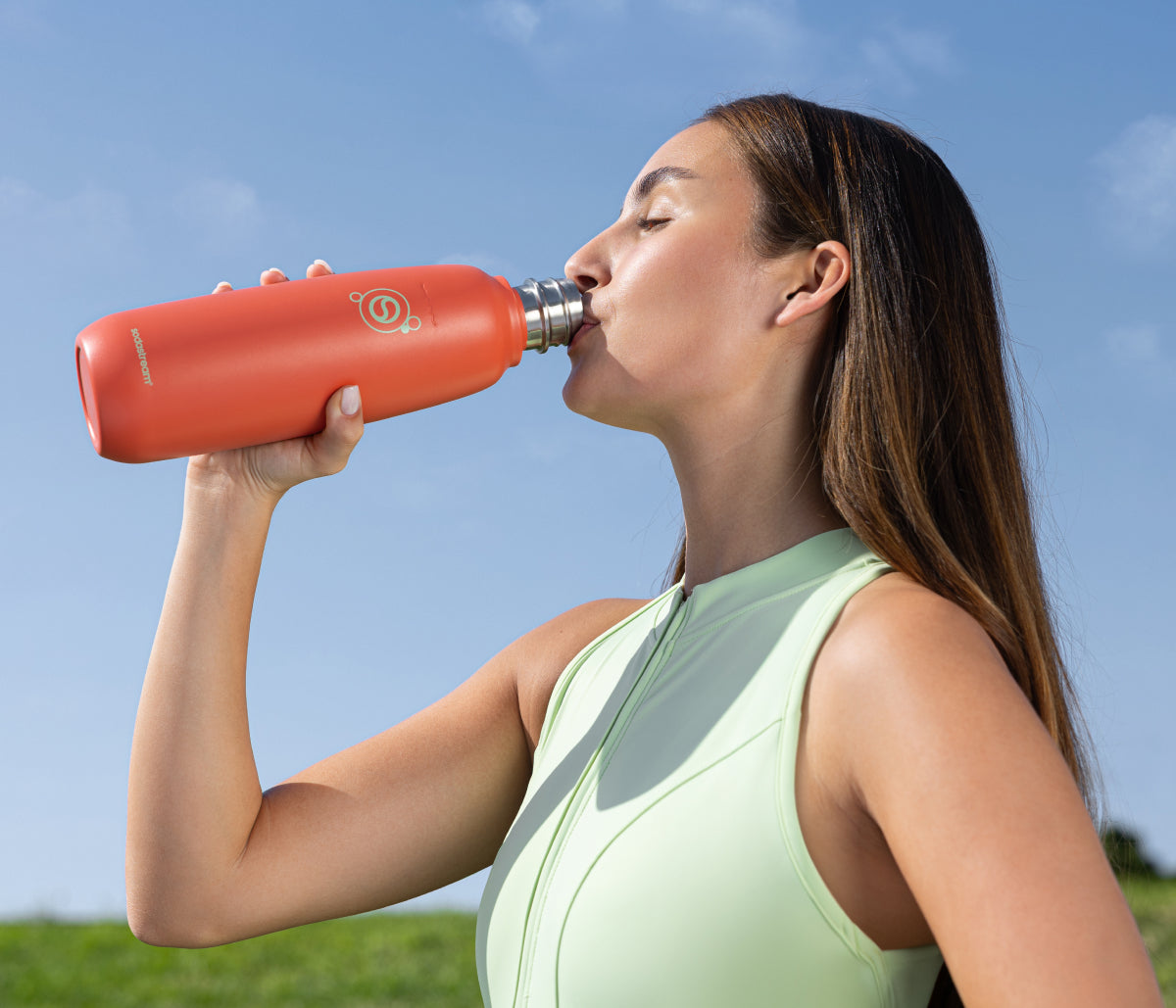 0.9L Edelstahlflasche fizz&go Cool papaya