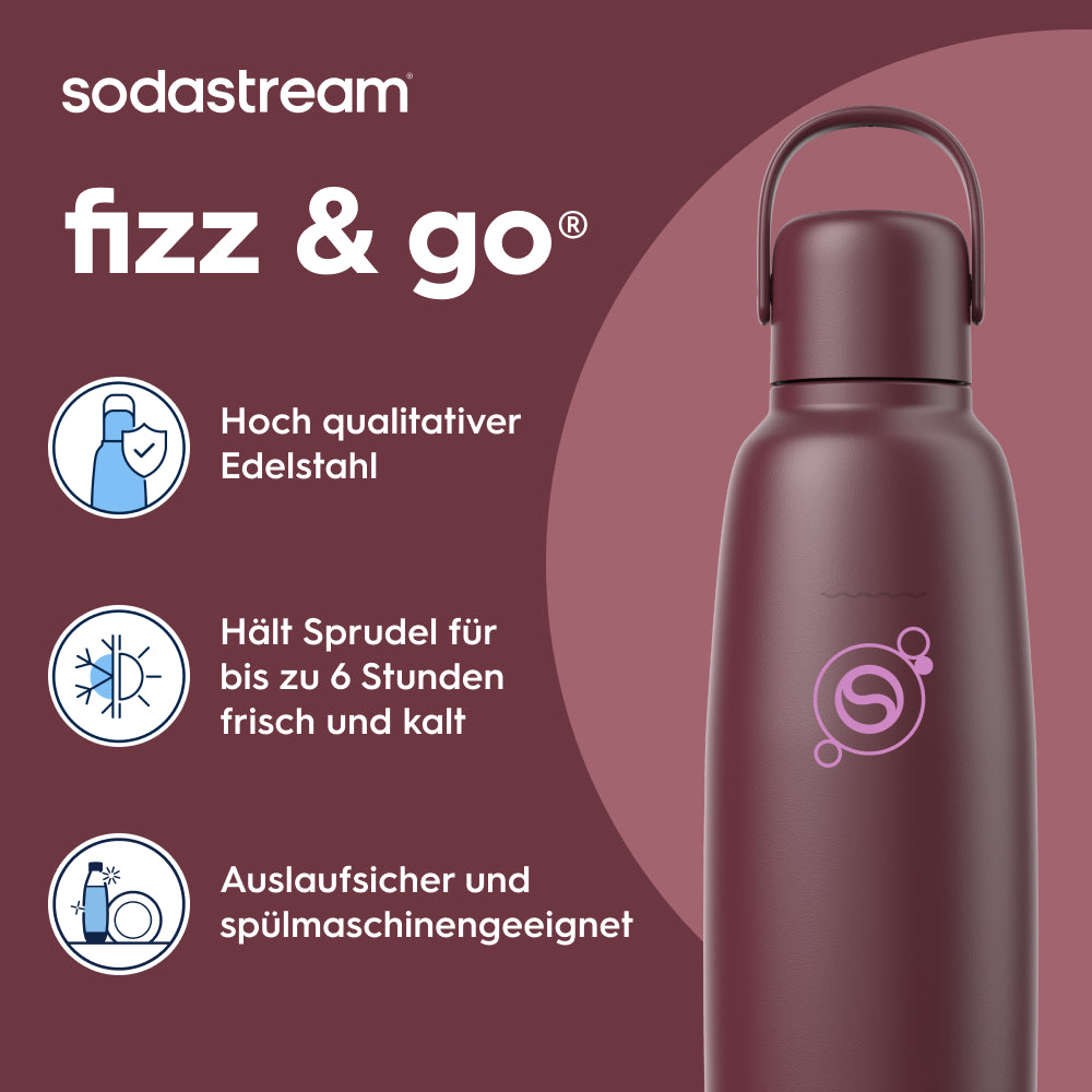 0.9 l Bouteille en acier inoxydable fizz&go Cool pomegranate